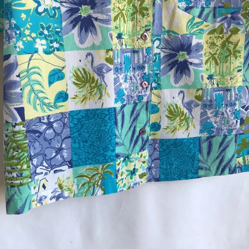 Sara Studio Pretty Patchwork Print Button-Up Top - image 4